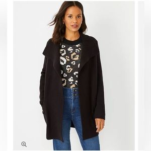 ANN TAYLOR Seed Stitch Coatigan Petite Small PS SP $169 Black NWT